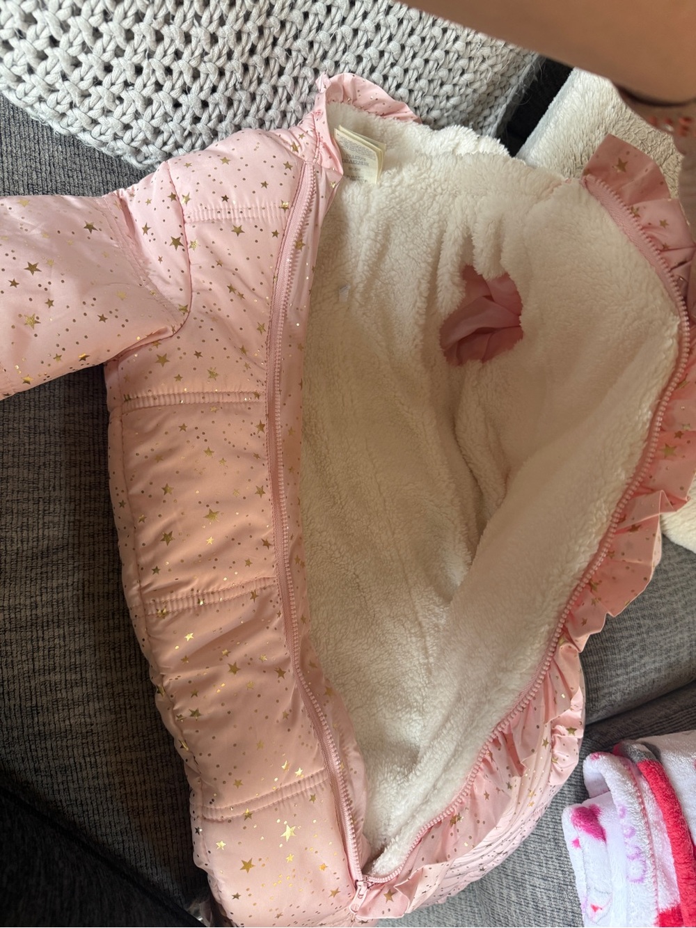 First Impressions Baby Girl Pink Star Snowsuit Hooded Sherpa Lined 24 Months - Picture 12 of 12